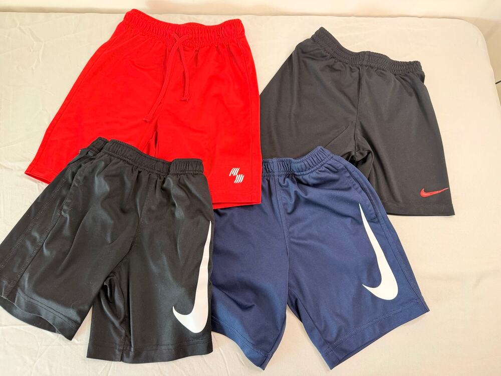 Boys Athletic Shorts Lot of 4 Size 5/6 Nike Dri-FIT Place Sport Black Blue Red